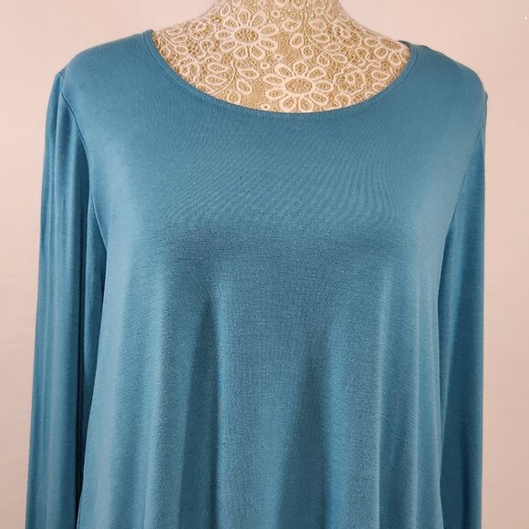 Soft Surroundings Women Size M Aqua Perfect Layers Jersey Knit Tiered Tunic Top - Picture 2 of 15